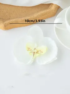 White artificial orchid flower head detail close up 10cm DIY decoration accessory