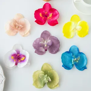 Artificial orchid flower heads multi-color silk flowers for DIY crafts and cake decoration