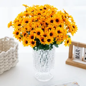 Artificial sunflower bouquet in glass vase home decor living room table flower arrangement