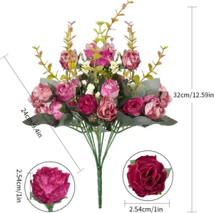Künstlicher Rosenstrauß 21 Köpfe Seide Kunstblumen Heimdekoration Hochzeitsdeko Neu