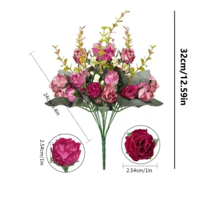Künstlicher Rosenblumenstrauß für Heimtextilien, wunderschöne Kunstblumen mit klaren Maßangaben.