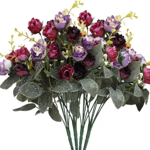 Künstlicher herbstlicher rosenstrauß künstliche blumen heimdeko mehrköpfiges vintage blumengesteck