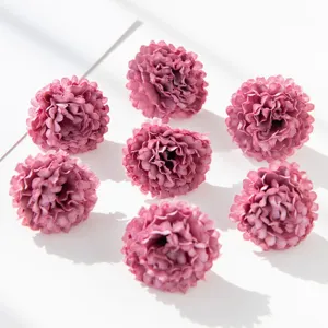 Detailed view of purple silk layered chrysanthemum flower heads, ideal for DIY craft and garlands.