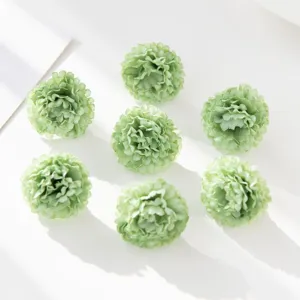 Artificial green chrysanthemum flower heads, perfect for DIY wedding wreaths and accessories.