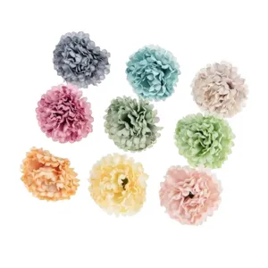 Colorful artificial chrysanthemum silk flower heads for DIY wedding crafts accessories