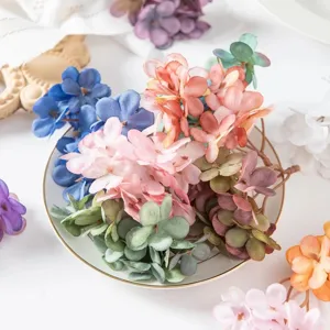 Künstliche Seide Hortensien Blütenköpfe DIY Bastelmaterial Für Hochzeit Heimdekoration Fotografie Requisiten Blumen Zubehör
