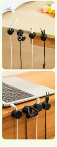 Magnetic cable clips desk cord organizer for charging wire desktop management holder.