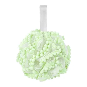 Weicher Duschschwamm Duschblume Mesh Badeschwamm Peeling Schaumschwamm mit Aufhaenger Gruen