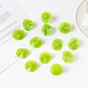 Petites Feuilles Vertes en Tissu de Soie de Feuille de Lotus Artificielle pour Décoration de Table d'Hôtel Accessoires Photo