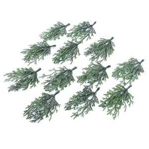 Artificial green pine needle branches for Christmas tree craft wreath gift box decor.