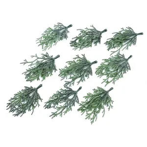 Artificial Christmas pine needle branches 10cm green fake plant for wreath gift box DIY decor