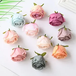 Künstliche Seidenrosen Blütenköpfe für DIY Handwerk Hochzeit Heimtextilien bunt gemischt