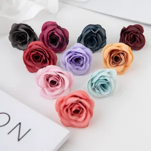 Têtes de roses artificielles 4cm gros plan pour décoration de boîte cadeau DIY et accessoires