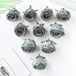 Künstliche graublaue Rosenblüten Seidenblumen für DIY Handwerk Heimhochzeit Dekoration