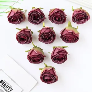 Künstliche dunkle rote Rosenblüten Seidenblumen für DIY Handwerk Hochzeit Dekoration