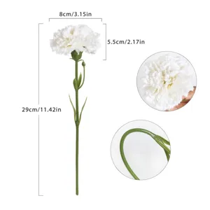 Künstliche Nelke weiße einzelne Stiel Kunstblume für Haus Hochzeit Dekoration Blumen Display