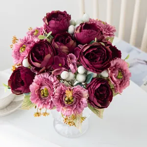 Artificial flower bouquet arrangement for home living room table decor and floral display.