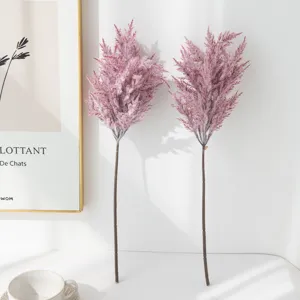 Artificial pampas grass dried flowers bouquet, elegant pink reed decor for home wedding.