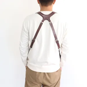 Retro PU leather harness strap men shoulder holster bag rear view display product