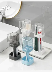 Badezimmer Zahnbürstenhalter Set mit Mundspülbecher Organizer für elektrische Zahnbürsten