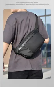 Herren funktionale Umhängetasche Brusttasche Mehrfachfach lässige wasserdichte Tasche Detail