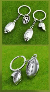 Creative metal American football keychain pendant sports souvenir gift for fans and friends.