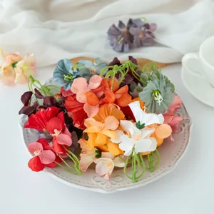 Flores de seda artificiales para manualidades DIY, accesorios de boda y decoraciones.