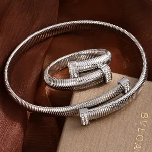 Parure collier bracelet serpent ressort argenté strass brillants bijoux fantaisie élégants