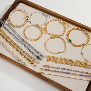 French Retro Old Money Style Zirconia Flat Chain Bracelet For Women Light Luxury Gold Silver Premium Tennis Chain Jewelry