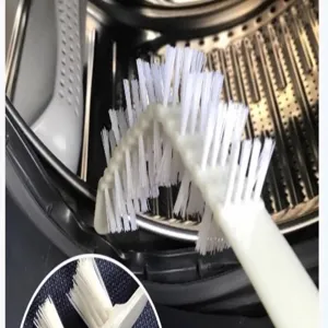 Flexible long handle cleaning brush for washing machine drum and home appliance deep cleaning.
