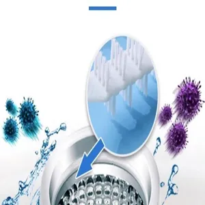 Washing machine cleaning brush detail view for drum gap cleaning and hygiene maintenance.