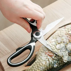 Multifunctional stainless steel kitchen scissors for cutting meat, fish scales and bones.