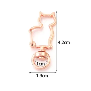 Zinc alloy rose gold cat shape swivel clasp for DIY jewelry, keychain and necklace parts.