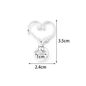 Zinc alloy heart swivel keychain clip DIY jewelry making accessory hardware component 3.5cm
