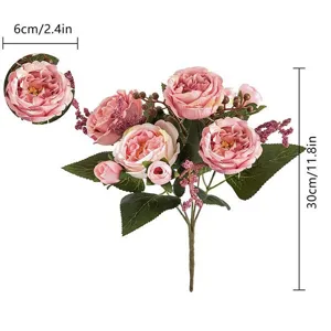 Bouquet di peonie artificiali rosa in seta finto fiore per decorazione tavola matrimonio casa