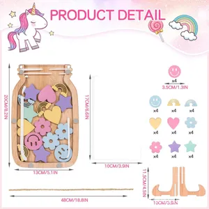Barattolo di ricompensa in legno per bambini con gettoni colorati e supporto, motivazione, 20x13cm