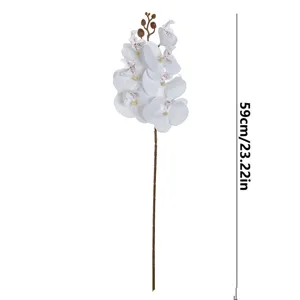 Orchidea Phalaenopsis Artificiale a 7 Teste Fiore Seta Bianca Stelo Alto Casa
