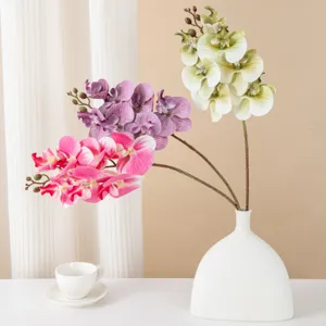 Fiore di Phalaenopsis Artificiale 7 Teste Stelo di Orchidea in Seta per Casa Soggiorno Tavolo Matrimonio Festa Decorazione Composizione Floreale