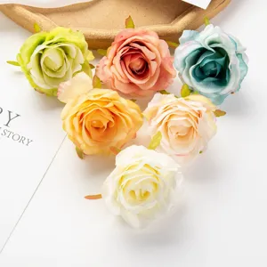 Artificial small rose flower heads silk fake flowers DIY craft garland wedding gift box decor