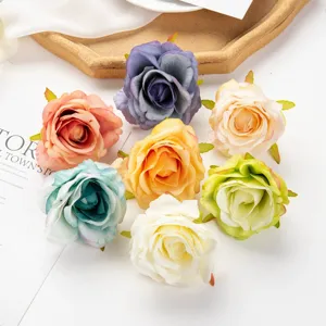 Artificial small rose flower heads silk flowers DIY garland wedding box decoration.