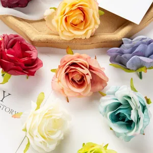 Artificial rose flower heads silk fake flowers for DIY wedding garlands gift box decor.