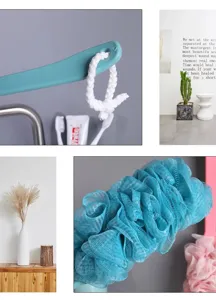 Long handle bath brush with soft mesh sponge for body exfoliating and back scrubbing in shower.