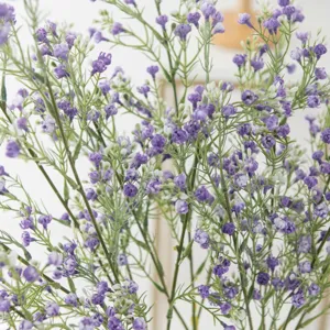 Artificial purple baby's breath flower bouquet detail view for home indoor decor