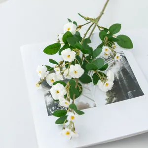 Artificial small rose flower vine branch decorative prop for home decor and photography.