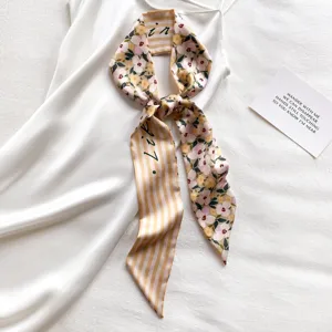 Bloemen zijden sjaal lint lang smal strik halsdas haarband tas decoratieve accessoire stijlvol