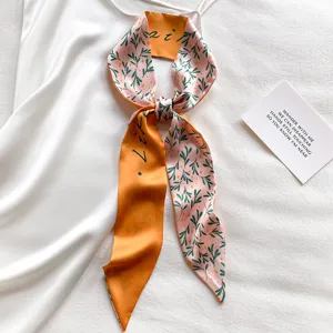 Floral zijden lint sjaal, elegante twilly bandeau voor tassen en haar decoratie accessoires.