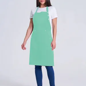Mint green kitchen apron with hanging neck design, perfect for cooking, baking and restaurant use.