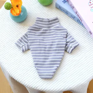 Maglione a righe grigie per cani animali domestici collo alto cucciolo caldo autunno inverno vestiti