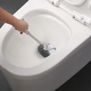 Japanese style long handle toilet brush with soft bristles for deep cleaning and easy bathroom use.
