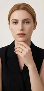 Elegant wearing display of gold-finished S925 silver Moissanite heart ring on finger